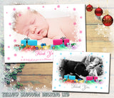 Boys Girls Fantasty Snowflake Border Personalised Folded Flat Christmas Thank You Photo Cards Family Child Kids ~ QUANTITY DISCOUNT AVAILABLE
