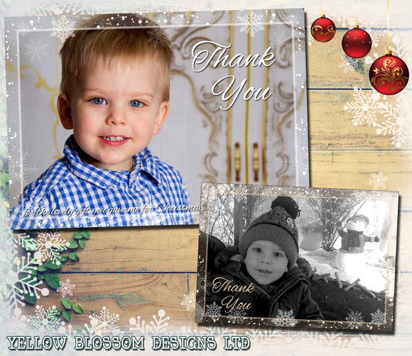 Stylish Christmas Thank You Cards Personalised Photo Folded Postcard