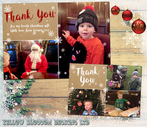 Rustic Personalised Photo Christmas Thank You Cards Printed High Quality