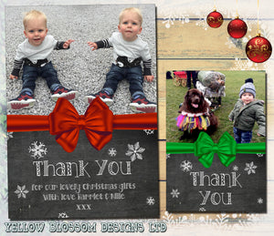 Kids Christmas Thank You Cards With Photo & Envelopes FREE P&P