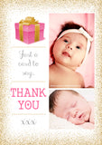 Personalised Kids Thank You Photo Cards Christmas Xmas ~ Glitter Effect