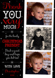 Thank You Very Much Photo Christmas Cards Festive Gold Red