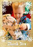 Thank You Cards With Photo Christmas Xmas Glitter Effect Printed Border