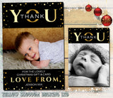 Thank You Cards With Photo Christmas Gold Classic Effect Printed