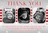 3 Photos Personalised Folded Flat Christmas Thank You Photo Cards Family Child Kids ~ QUANTITY DISCOUNT AVAILABLE