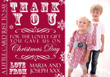 THANK YOU Personalised Folded Flat Christmas Thank You Photo Cards Family Child Kids ~ QUANTITY DISCOUNT AVAILABLE