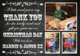 Classic Chalkboard Personalised Folded Flat Christmas Thank You Photo Cards Family Child Kids ~ QUANTITY DISCOUNT AVAILABLE