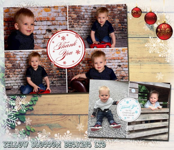 Montage Multi Photo Card Personalised Folded Flat Christmas Thank You Photo Cards Family Child Kids ~ QUANTITY DISCOUNT AVAILABLE