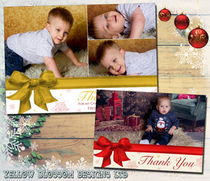 Quality Photo Boy Girl Personalised Folded Flat Christmas Thank You Photo Cards Family Child Kids