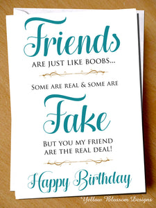 Friendship Birthday Card ~ Just Like Boobs ~ Comical Funny Alternative