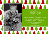 Christmas Trees Boy Girl Personalised Folded Flat Christmas Thank You Photo Cards Family Child Kids ~ QUANTITY DISCOUNT AVAILABLE