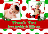 Polka Dots Personalised Folded Flat Christmas Thank You Photo Cards Family Child Kids ~ QUANTITY DISCOUNT AVAILABLE