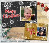 Christmas Photo Greeting Cards Snowflakes Chalkboard Gold
