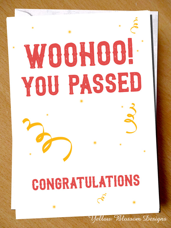 Congratulations Well Done Exam Greeting Card Graduation A Level GCSE Pass Passed Woohoo