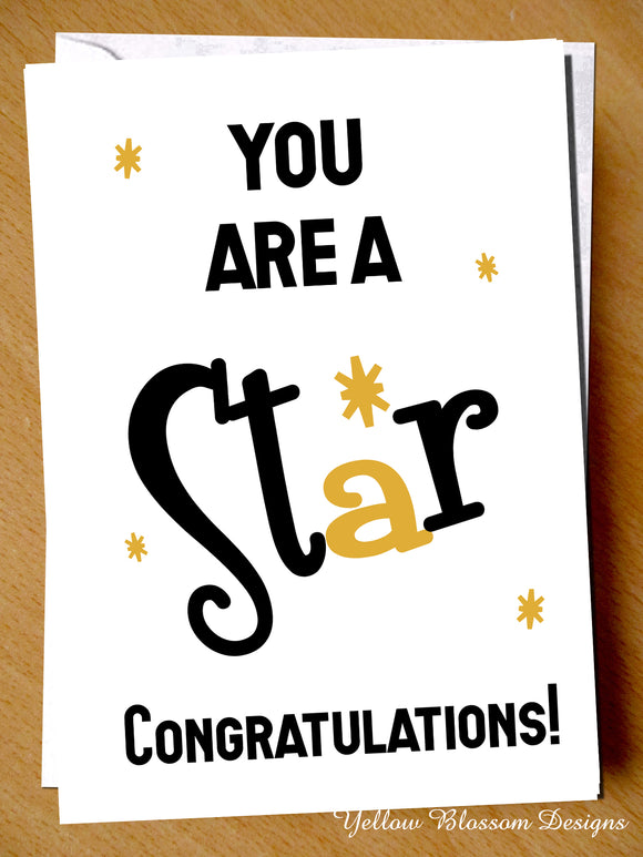 Congratulations Well Done Exam Greeting Card Graduation A Level GCSE Pass Passed You Are A Star