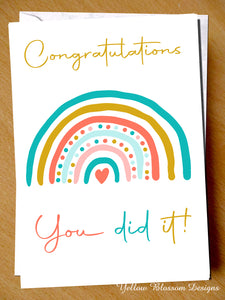 Congratulations Well Done Exam Greeting Card Graduation A Level GCSE Passed Job You Did It