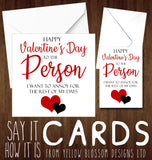 Funny Valentines Day Card Joke Annoy Partner Couple Blunt Love Joke Cheeky Fun