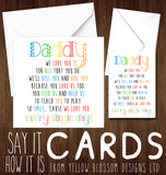 Daddy I We Love You For All That You Do Father's Day Card Dad Birthday Card Christmas Card Kids Love Child