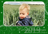 Red Green Swirls Personalised Folded Flat Christmas Photo Cards Family Child Kids