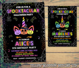 10 Personalised Halloween Birthday Party Invitations Spooktacular Unicorn Kids Boys Girls Costume Invites Pumpkin Rainbow Multicolour