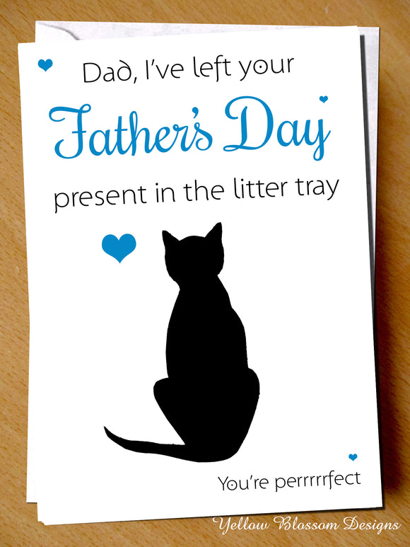Funny Father's Day Card Dad From Cat Animal Pet Present Perrrfect Cute Joke Love