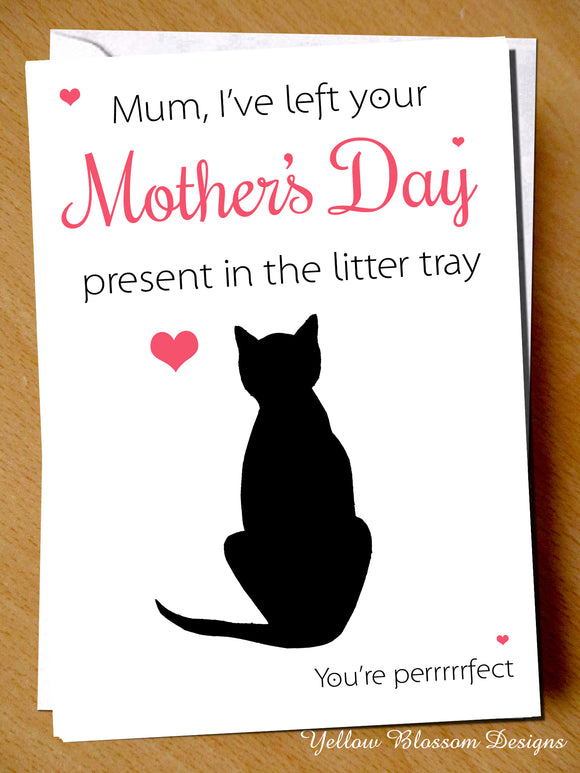 Funny Mothers Day Card Cat Pet Animal Pet Perrrfect Joke Comical Wife Girlfriend Left Your Present In The Litter Tray You're Perrrrfect Joke Humour Cheeky