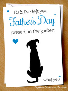 Funny Father's Day Card Dad From Dog Animal Pet Present Woof You Cute Joke Love