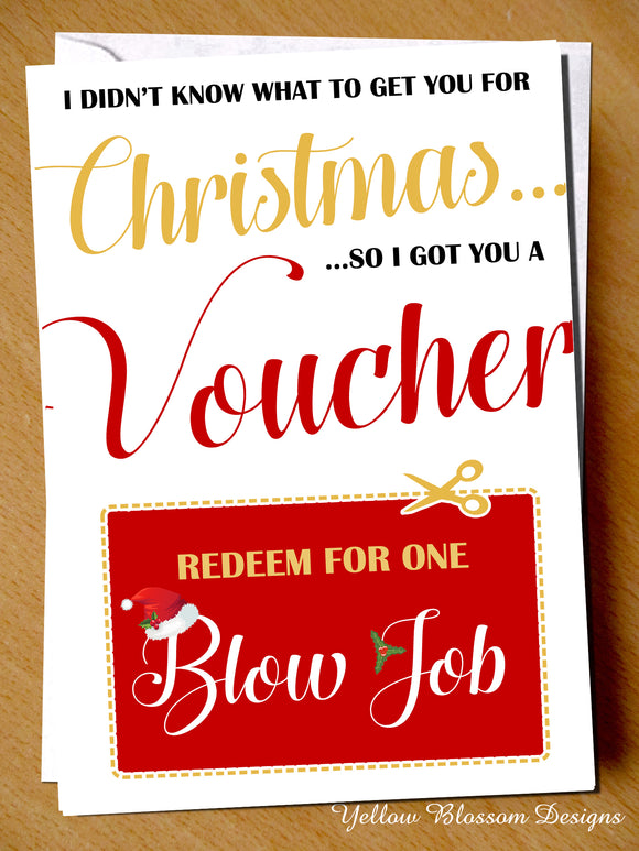 Naughty & Rude Christmas Card Voucher ~ Blowjob ~ Husband, Boyfriend, Fiance