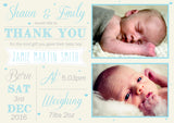 Classic Fresh Thank You Message Note New Born Baby Birth Announcement Photo Cards Personalised Bespoke ~ QUANTITY DISCOUNT AVAILABLE
