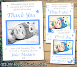Boys Blue Thank You Message Note New Born Baby Birth Announcement Photo Cards Personalised Bespoke ~ QUANTITY DISCOUNT AVAILABLE - YellowBlossomDesignsLtd