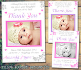 Girlie Thank You Message Note New Born Baby Birth Announcement Photo Cards Personalised Bespoke ~ QUANTITY DISCOUNT AVAILABLE