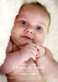 Portrait Full Photo Thank You Message Note New Born Baby Birth Announcement Photo Cards Personalised Bespoke ~ QUANTITY DISCOUNT AVAILABLE
