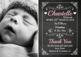 Cute Chalkboard New Born Baby Birth AnnouncementTwin Photo Cards Personalised Bespoke ~ QUANTITY DISCOUNT AVAILABLE