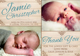 Wooden Background Natural Garden Barn Cute New Born Baby Birth Announcement Photo Cards Personalised Bespoke