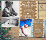 Lace Rustic Barn Garden Natural New Born Baby Birth Announcement Photo Cards Personalised Bespoke ~ QUANTITY DISCOUNT AVAILABLE