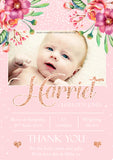 Premium Personalised New Baby Photo Thank You Cards Girl Birth Announcement
