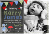 Chalboard Cute Thank You Message Note New Born Baby Birth Announcement Photo Cards Personalised Bespoke