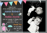 Chalboard Cute Thank You Message Note New Born Baby Birth Announcement Photo Cards Personalised Bespoke