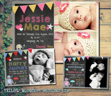 Chalboard Cute Thank You Message Note New Born Baby Birth Announcement Photo Cards Personalised Bespoke