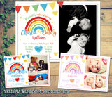 Personalised Photo Thank You Baby Rainbow Cards Announcement Boy Girl Twins