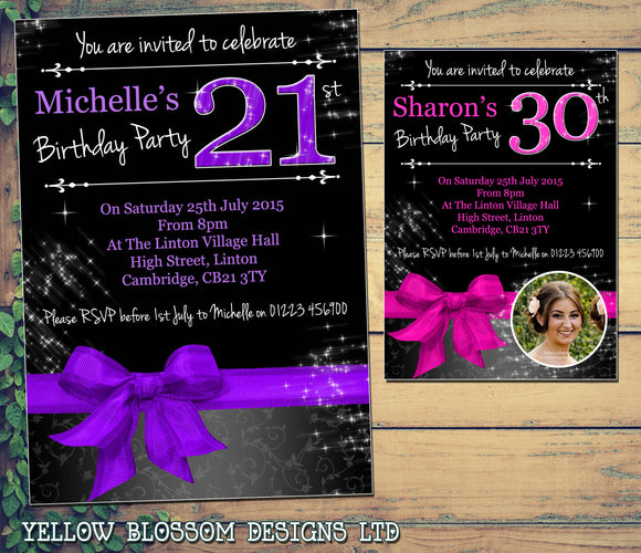 Adult Birthday Invitations Female For Her - 21st 30th 40th