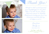 Shabby Chic Bunting Joint Boy Girl Twins Photo Personalised Thank You Cards Christening Baptism Naming Day Party Celebrations ~ QUANTITY DISCOUNT AVAILABLE