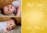 Half Photo Gold Red Personalised Folded Flat Christmas Thank You Photo Cards Family Child Kids ~ QUANTITY DISCOUNT AVAILABLE