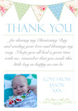 Vintage Carnival Joint Boy Girl Twins Photo Personalised Thank You Cards Christening Baptism Naming Day Party Celebrations ~ QUANTITY DISCOUNT AVAILABLE