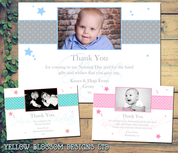 Classic Polka Dots Joint Boy Girl Twins Photo Personalised Thank