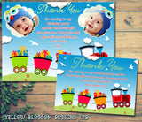 Trains Choo Choo Photo Boys Personalised Birthday Thank You Cards Printed Kids Child Boys Girls Adult - Custom Personalised Thank You Cards - Yellow Blossom Designs Ltd