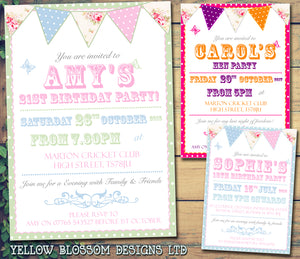 Adult Birthday Invitations Female Male Unisex Joint Party Her Him For Her - Orange Purple Green Blue Pink  ~ QUANTITY DISCOUNT AVAILABLE - YellowBlossomDesignsLtd