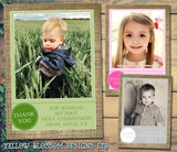 Hessian Vintage Boy Girl Twins Photo Personalised Thank You Cards Christening Baptism Naming Day Party Celebrations ~ QUANTITY DISCOUNT AVAILABLE