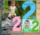 Turning 2 Two 2nd Photo Party Invitations - Boy Girl Unisex Joint Birthday Invites Boy Girl Joint Party Twins Unisex Printed ~ QUANTITY DISCOUNT AVAILABLE