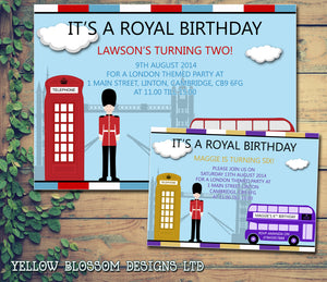 Royal London Joint Boy Girl Party Invitations - Children's Kids Child Birthday Invites Boy Girl Joint Party Twins Unisex Printed ~ QUANTITY DISCOUNT AVAILABLE
